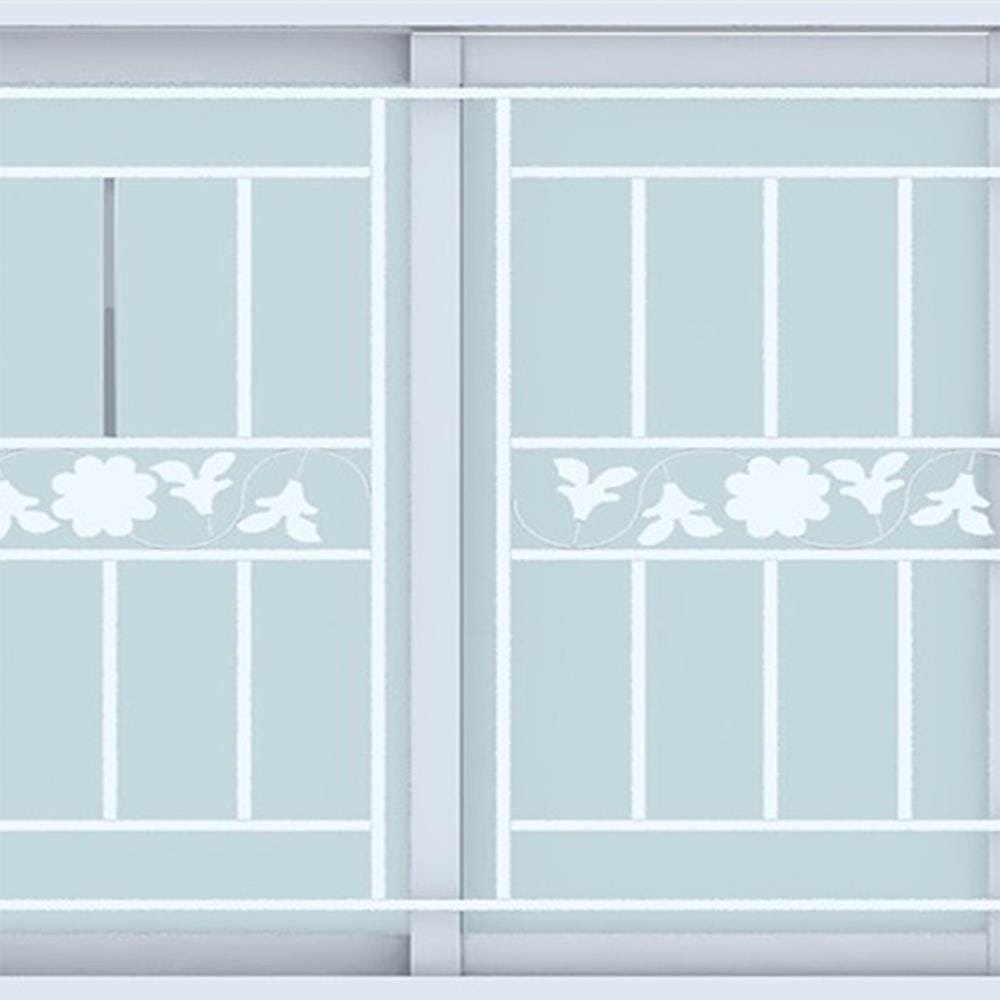 หน้าต่างบานเลื่อน UPVC S-S เหล็กดัด มุ้ง WINDOW ASIA ลายทานตะวัน (ขาว) 120X110 ซม. สีขาว
