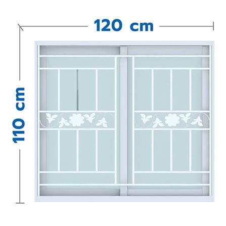 หน้าต่างบานเลื่อน UPVC S-S เหล็กดัด มุ้ง WINDOW ASIA ลายทานตะวัน (ขาว) 120X110 ซม. สีขาว_0