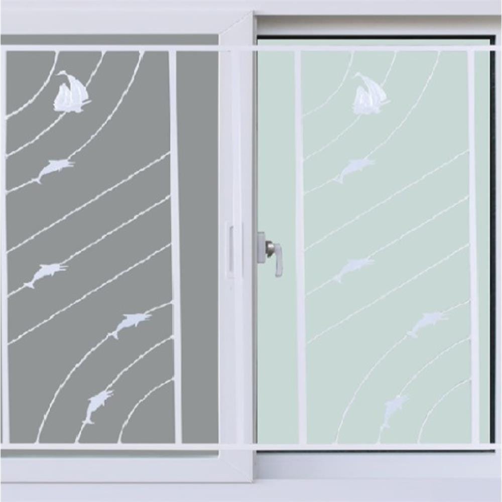 หน้าต่างบานเลื่อน UPVC S-S เหล็กดัด มุ้ง WINDOW ASIA ลายทะเล (ขาว) 120X110 ซม. สีขาว