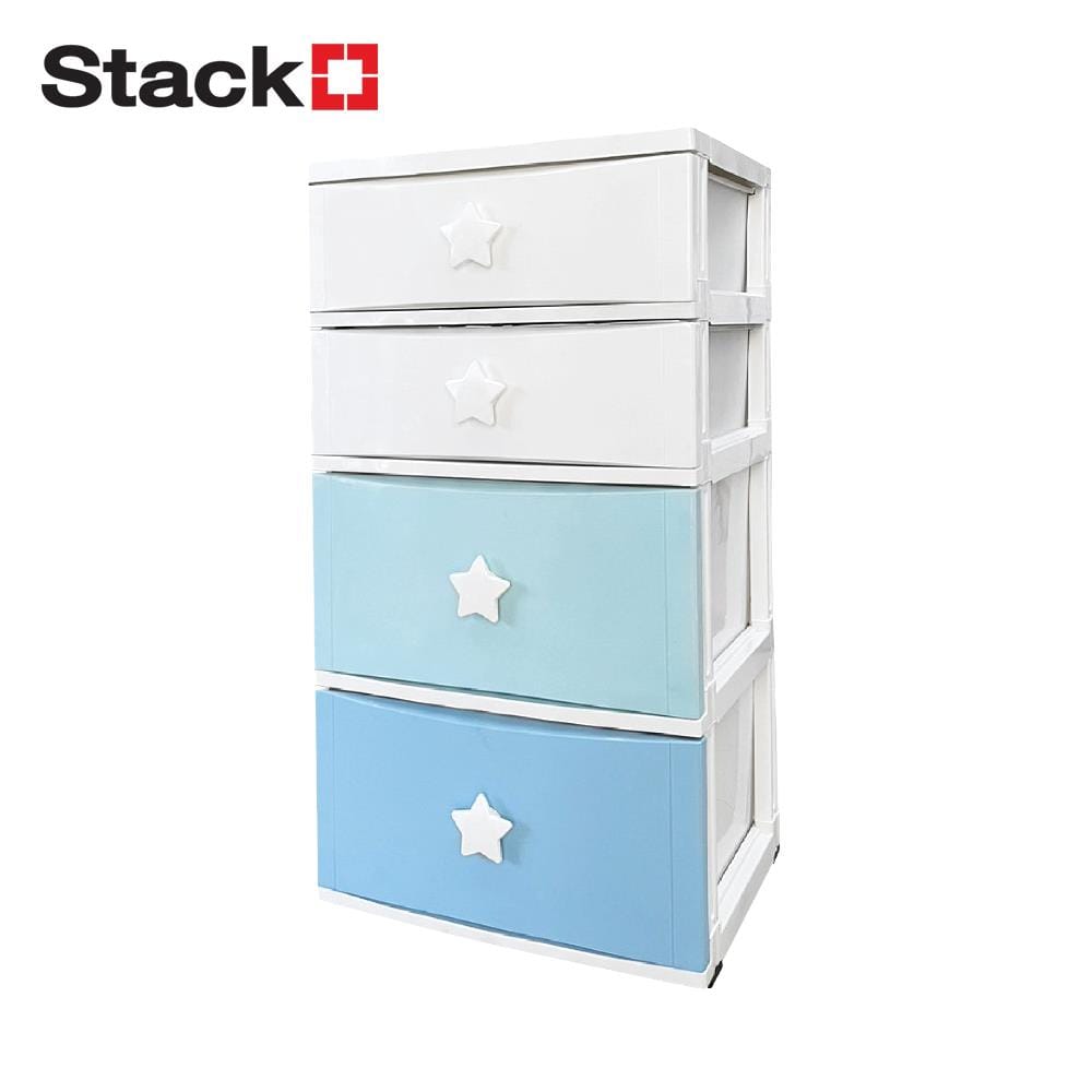 ตู้ลิ้นชัก 4 ชั้น STACKO C12 STAR 56x45x105 ซม. สีขาว/ฟ้า