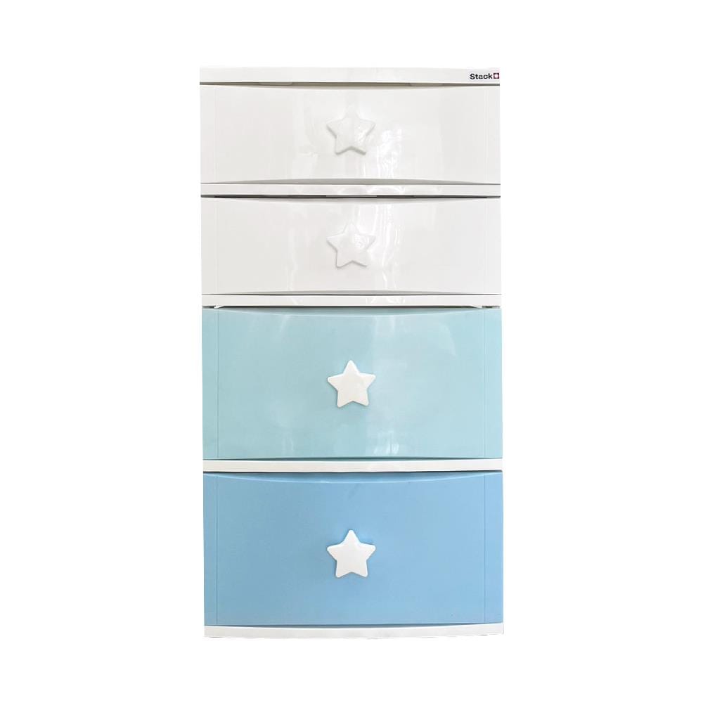 ตู้ลิ้นชัก 4 ชั้น STACKO C12 STAR 56x45x105 ซม. สีขาว/ฟ้า