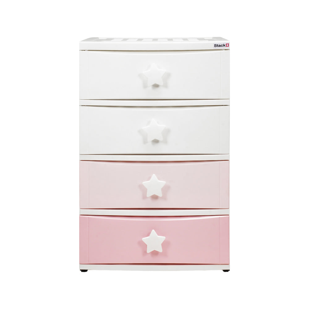 ตู้ลิ้นชัก 4 ชั้น STACKO C5 STAR 56x45x84 ซม. สีชมพู/ขาว