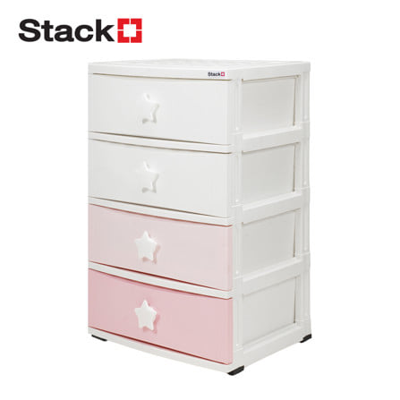 ตู้ลิ้นชัก 4 ชั้น STACKO C5 STAR 56x45x84 ซม. สีชมพู/ขาว_0