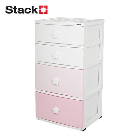 ตู้ลิ้นชัก 4 ชั้น STACKO C12 STAR 56x45x105 ซม. สีชมพู/ขาว_1
