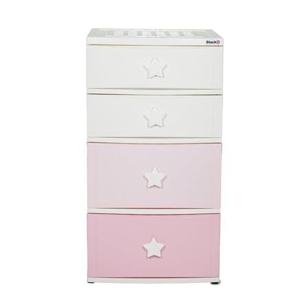 ตู้ลิ้นชัก 4 ชั้น STACKO C12 STAR 56x45x105 ซม. สีชมพู/ขาว_2