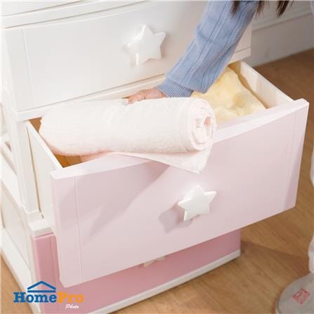 ตู้ลิ้นชัก 4 ชั้น STACKO C12 STAR 56x45x105 ซม. สีชมพู/ขาว_5