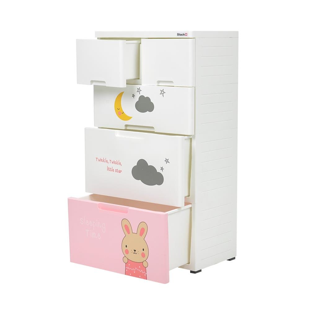 ตู้ลิ้นชัก 4 ชั้น STACKO A58 TINY 58x38x109 ซม. สีชมพู/ขาว