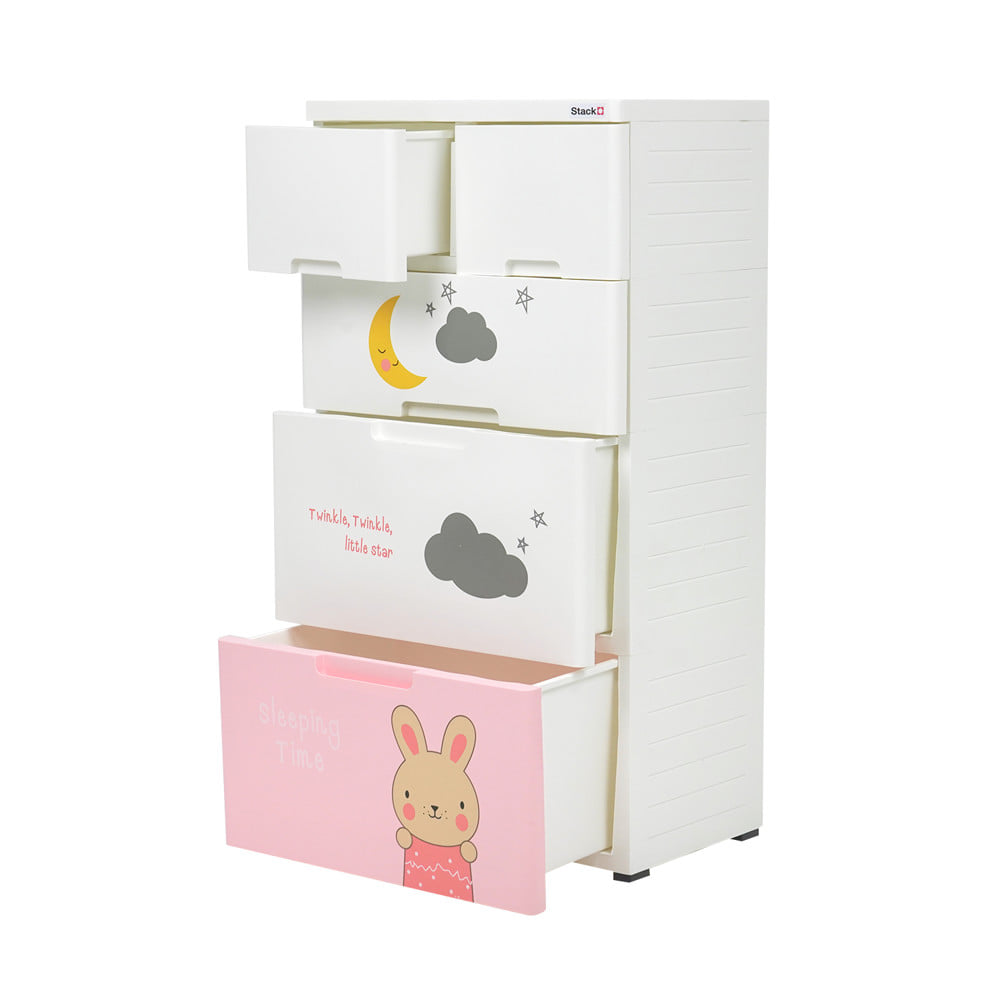 ตู้ลิ้นชัก 4 ชั้น STACKO A58 TINY 58x38x109 ซม. สีชมพู/ขาว