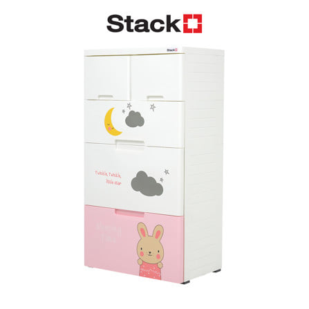 ตู้ลิ้นชัก 4 ชั้น STACKO A58 TINY 58x38x109 ซม. สีชมพู/ขาว_1