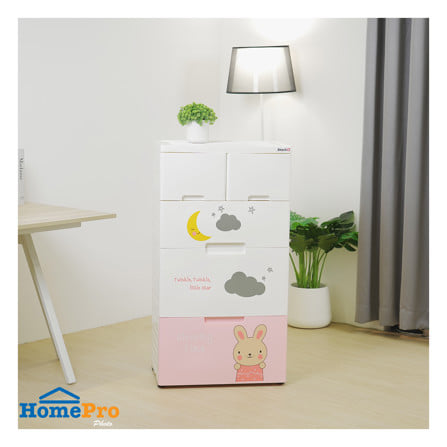 ตู้ลิ้นชัก 4 ชั้น STACKO A58 TINY 58x38x109 ซม. สีชมพู/ขาว_5