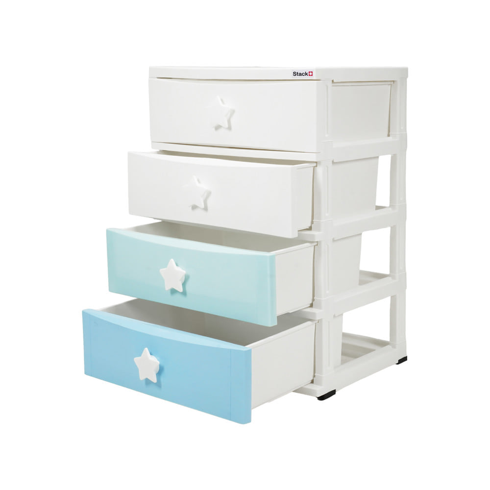 ตู้ลิ้นชัก 4 ชั้น STACKO C5 STAR 56x45x84 ซม. สีขาว/ฟ้า