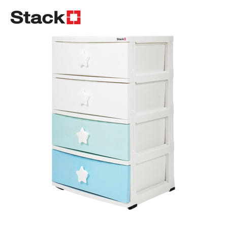 ตู้ลิ้นชัก 4 ชั้น STACKO C5 STAR 56x45x84 ซม. สีขาว/ฟ้า