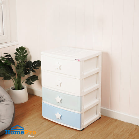 ตู้ลิ้นชัก 4 ชั้น STACKO C5 STAR 56x45x84 ซม. สีขาว/ฟ้า_4