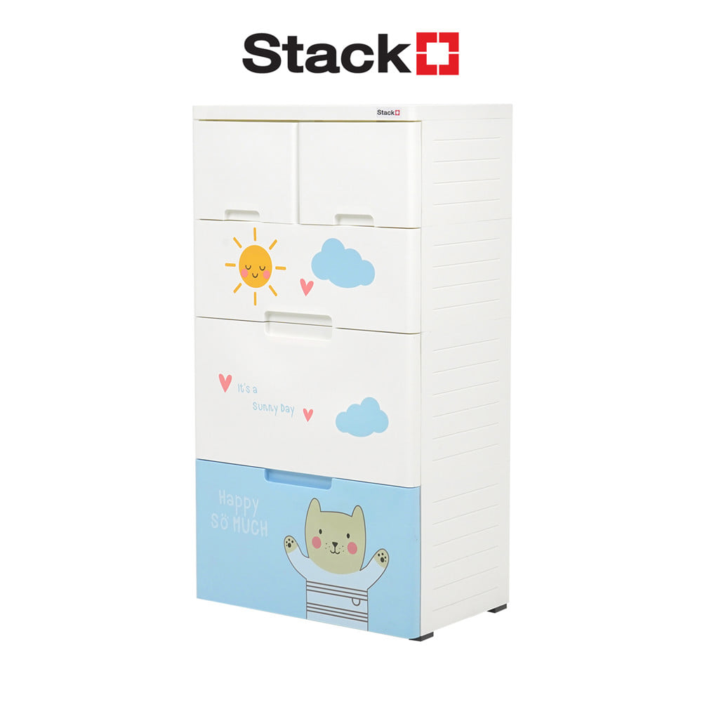 ตู้ลิ้นชัก 4 ชั้น STACKO A58 TINY 58x38x109 ซม. สีขาว/ฟ้า