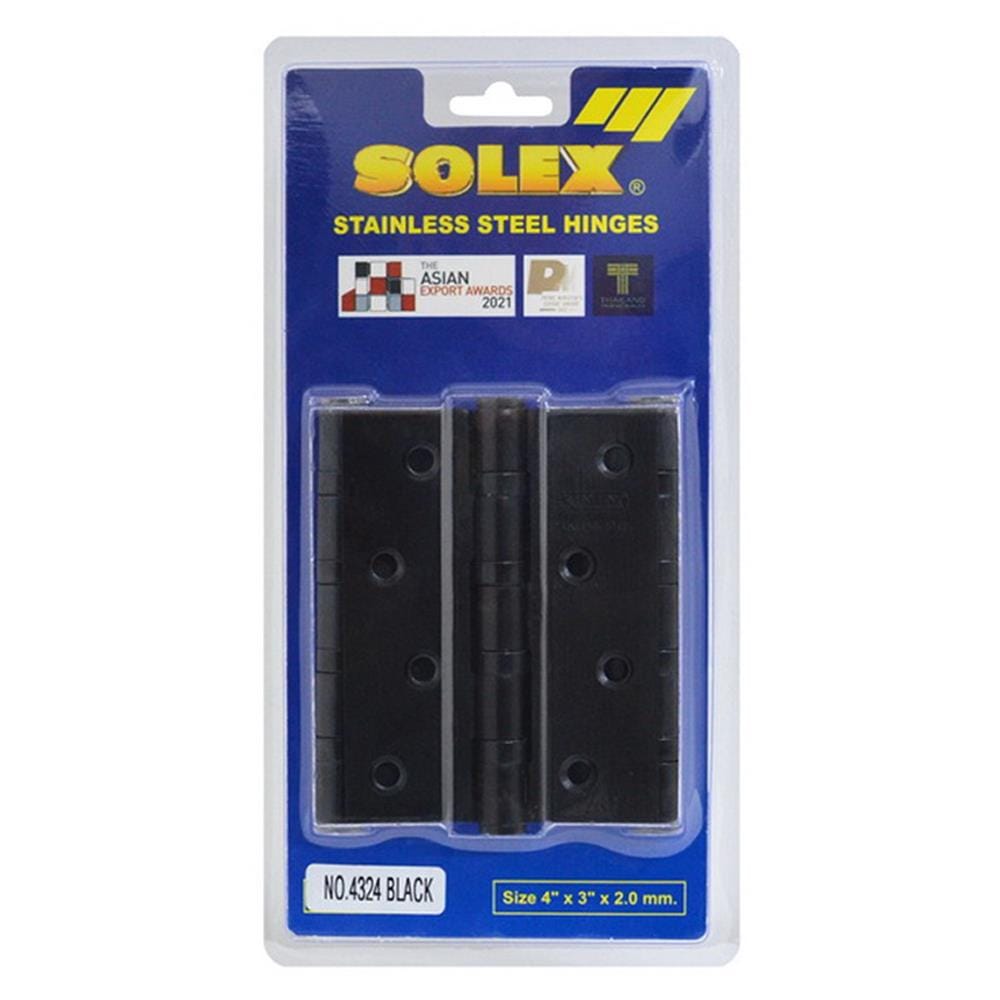 บานพับ 4X3 นิ้ว X 2 มม. SOLEX 4324 สีดำ (แพ็ก 3 ชิ้น)