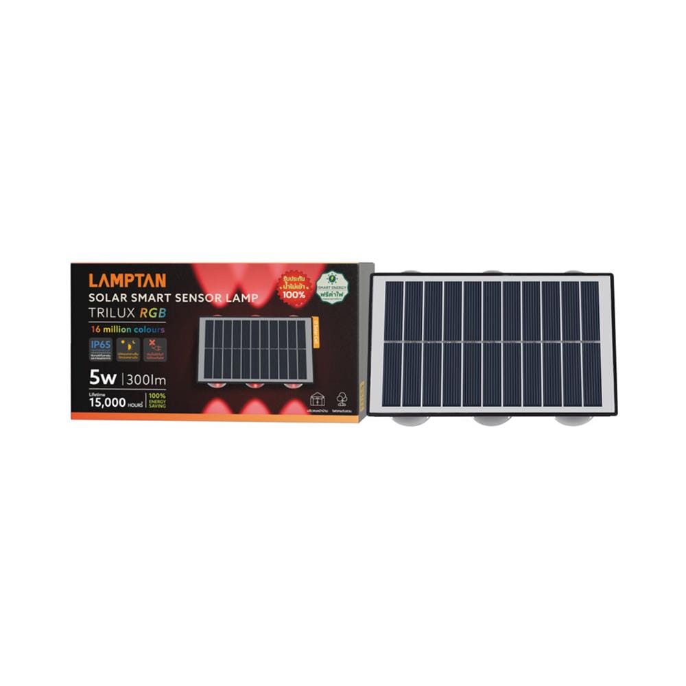 ไฟผนังภายนอก SOLAR LAMPTAN TRILUX 5 วัตต์ RGB สีดำ