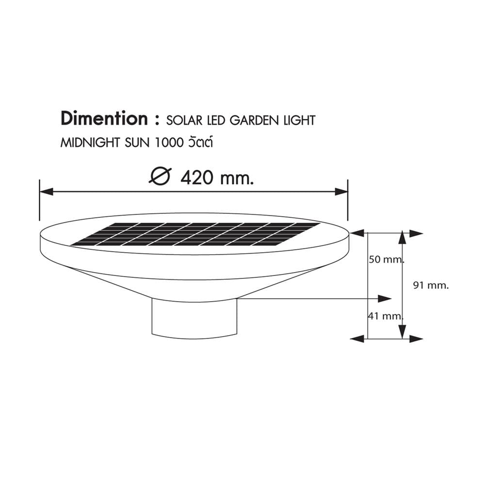 ไฟสนาม SOLAR RACER MIDNIGHTSUN 1000 วัตต์ DAYLIGHT สีดำ
