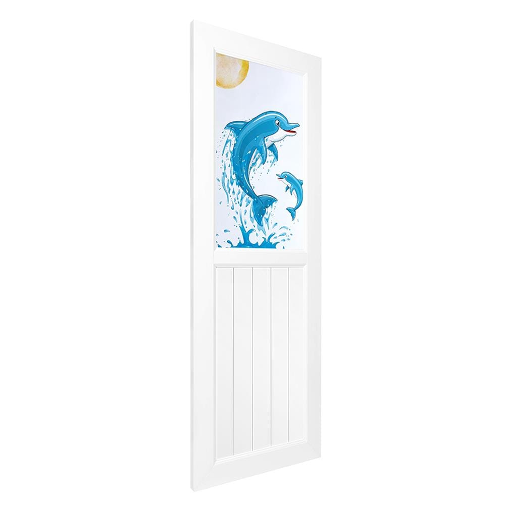 ประตูห้องน้ำ UPVC AZLE ปลาโลมา 70X200 ซม. สีขาว พร้อมวงกบ ไม่เจาะลูกบิด