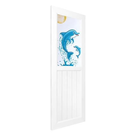 ประตูห้องน้ำ UPVC AZLE ปลาโลมา 70X200 ซม. สีขาว พร้อมวงกบ ไม่เจาะลูกบิด_1