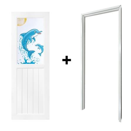 ประตูห้องน้ำ UPVC AZLE ปลาโลมา 70X200 ซม. สีขาว พร้อมวงกบ ไม่เจาะลูกบิด_3