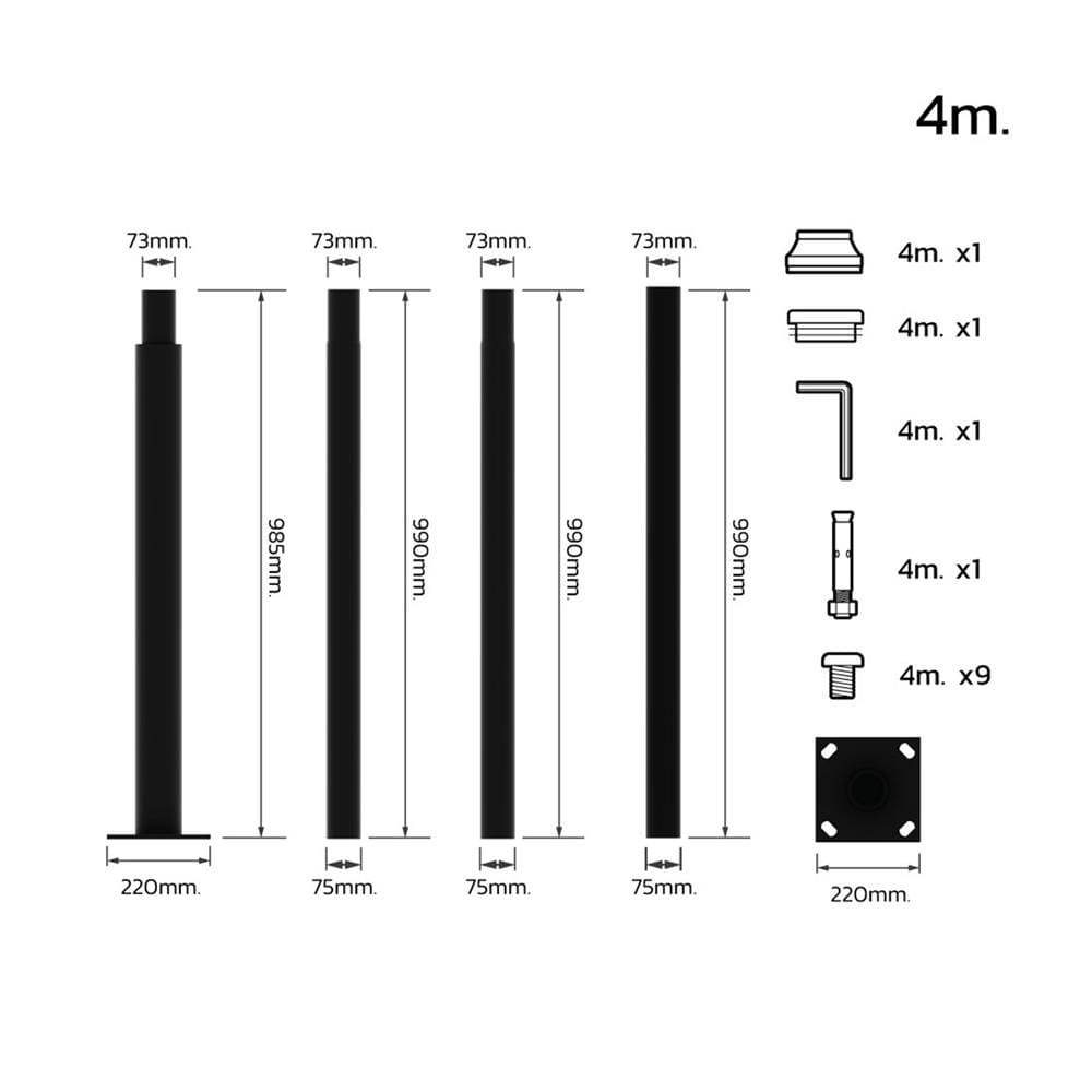 เสาไฟ SOLAR LAMPTAN POLE FOR SOLAR 4 เมตร สีดำ