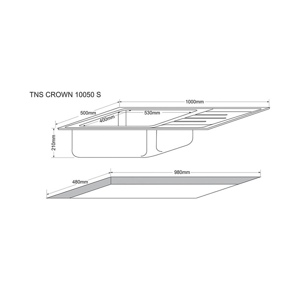 ซิงค์ฝัง 1 หลุม 1 ที่พัก TECNOPLUS CROWN 100 สีเงิน