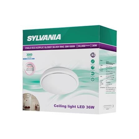 ไฟเพดาน LED SYLVANIA OVALO ECO ACRYLIC GLOSSY SILVER RING 15 นิ้ว 36 วัตต์ DAYLIGHT สีขาว_5