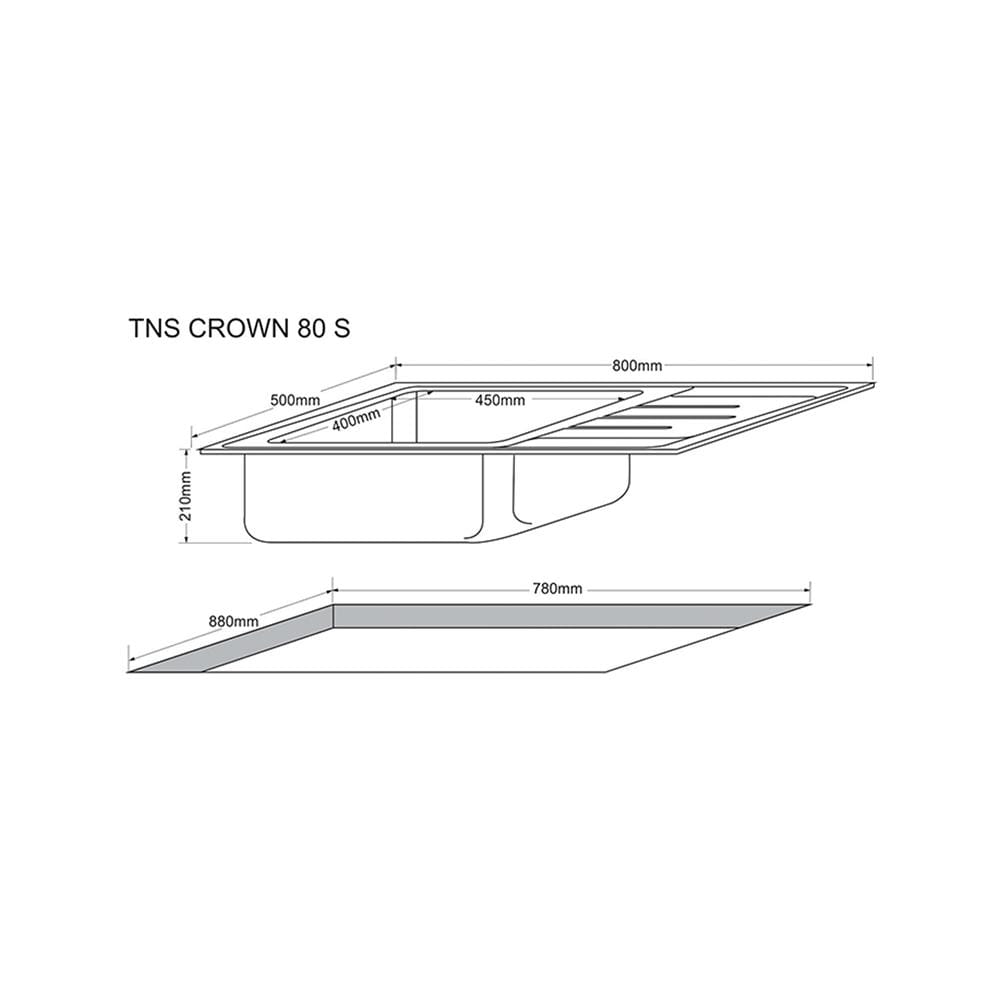 ซิงค์ฝัง 1 หลุม 1 ที่พัก TECNOPLUS CROWN 80 สีเงิน