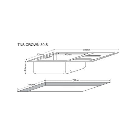 ซิงค์ฝัง 1 หลุม 1 ที่พัก TECNOPLUS CROWN 80 สีเงิน_4