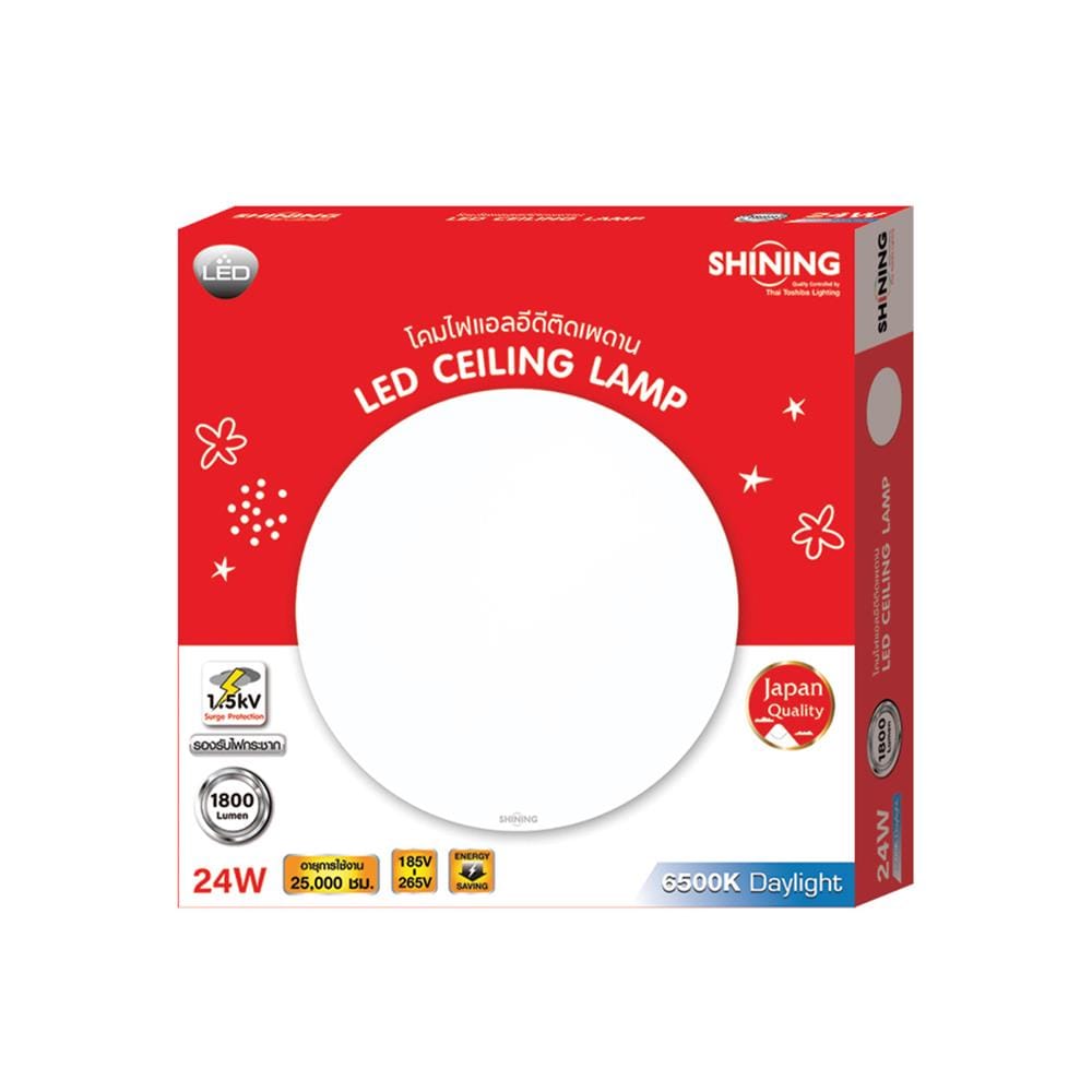 ไฟเพดาน LED SHINING S-CE02465C-2 15 นิ้ว 24 วัตต์ DAYLIGHT สีขาว
