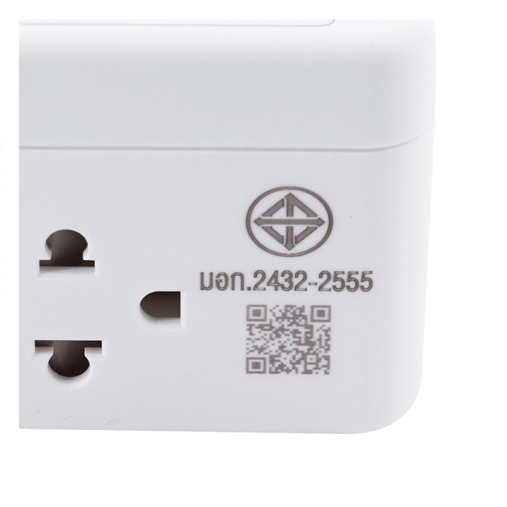 รางปลั๊กไฟ 4 ช่อง 1 สวิตซ์ 2 USB 3.4A 1 TYPE C TOSHINO 1PD20W 10 แอมป์ 2300 วัตต์ 2 เมตร สีขาว