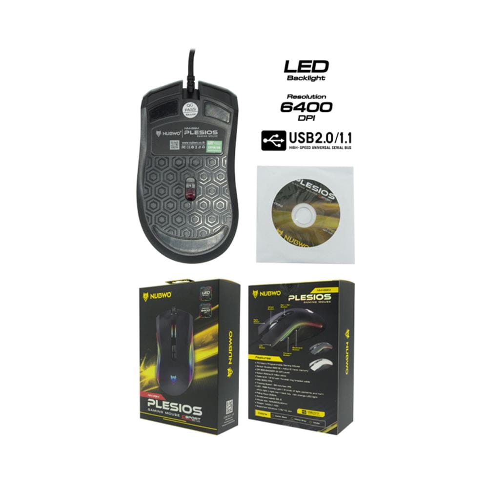 เมาส์เกมมิ่ง NUBWO PLESIOS NM-89M สีดำ