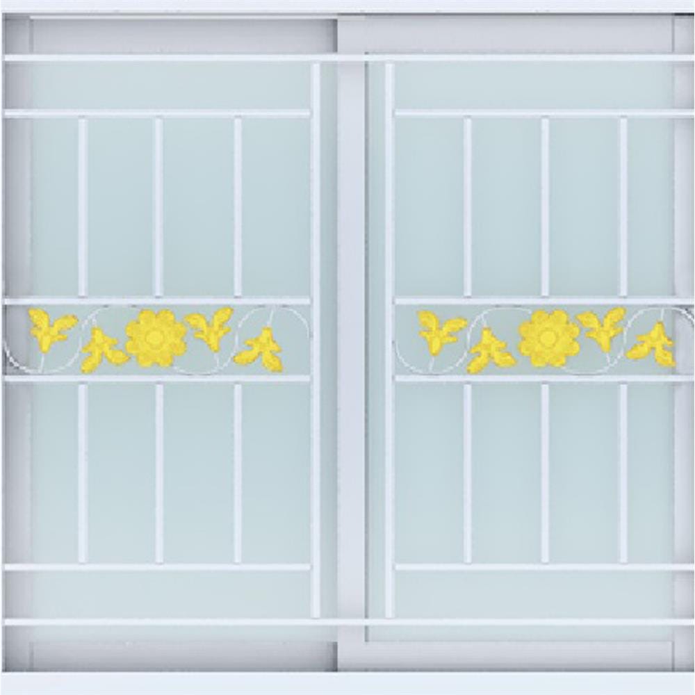 หน้าต่างบานเลื่อน UPVC S-S เหล็กดัด มุ้ง WINDOW ASIA ลายทานตะวัน (สี) 100X100 ซม. สีขาว