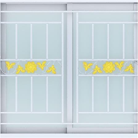 หน้าต่างบานเลื่อน UPVC S-S เหล็กดัด มุ้ง WINDOW ASIA ลายทานตะวัน (สี) 100X100 ซม. สีขาว_1