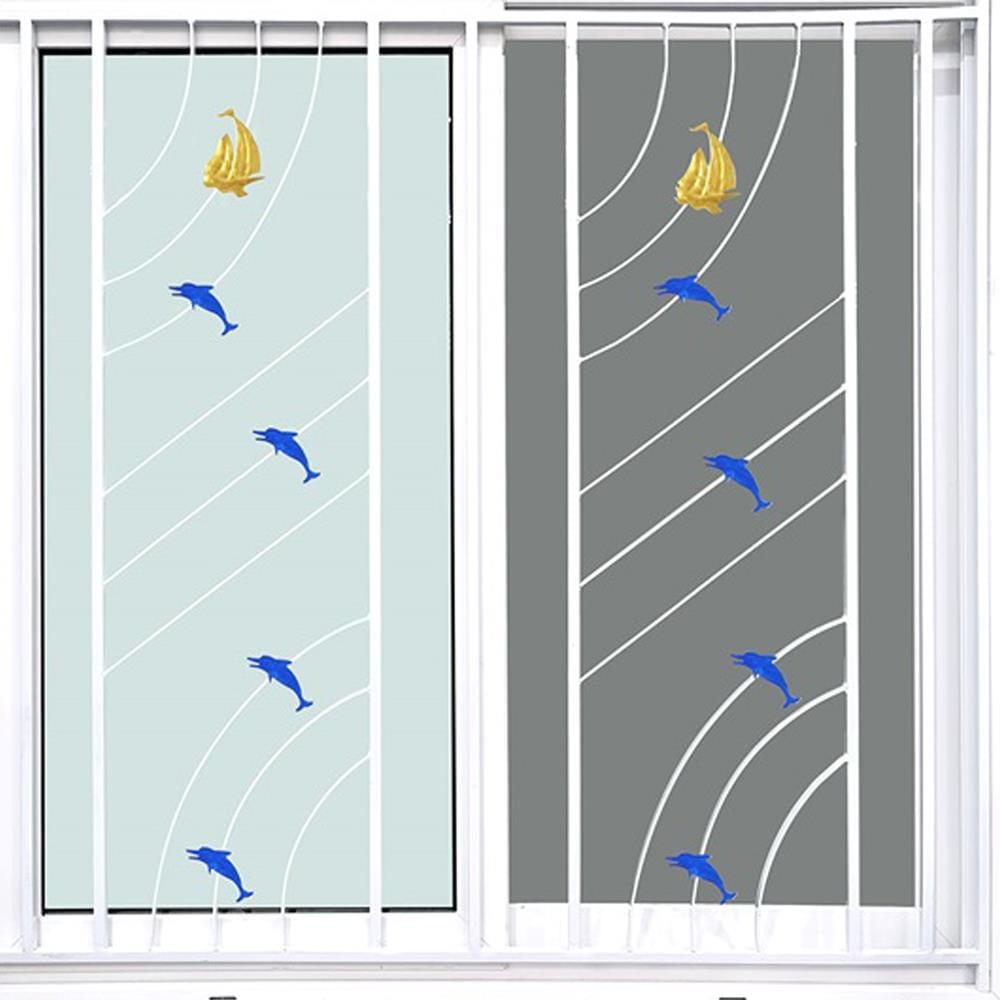 หน้าต่างบานเลื่อน UPVC S-S เหล็กดัด มุ้ง WINDOW ASIA ลายทะเล (สี) 100X100 ซม. สีขาว
