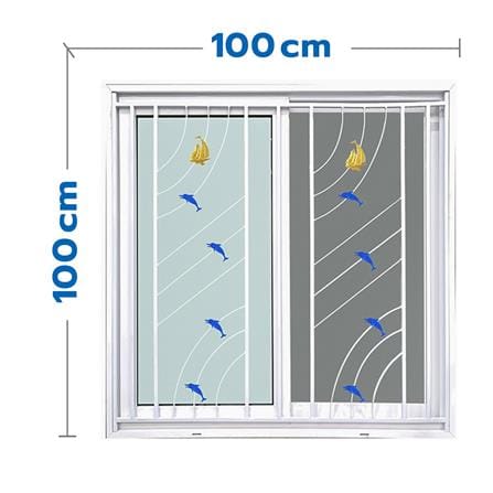 หน้าต่างบานเลื่อน UPVC S-S เหล็กดัด มุ้ง WINDOW ASIA ลายทะเล (สี) 100X100 ซม. สีขาว_0