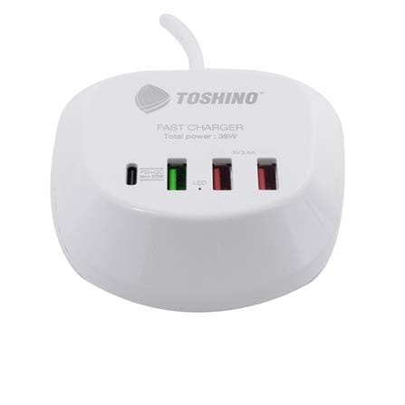 ช่องจ่ายไฟ 3 USB 1 TYPE-C TOSHINO 1.2 เมตร สีขาว_2