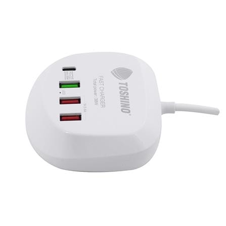 ช่องจ่ายไฟ 3 USB 1 TYPE-C TOSHINO 1.2 เมตร สีขาว_3