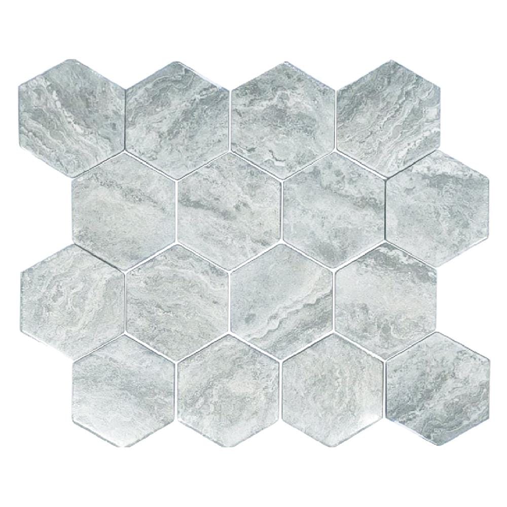 โมเสคพอร์ซเลน 30.4x26.4 ซม. TARA LUNE HExAGON สีเทา
