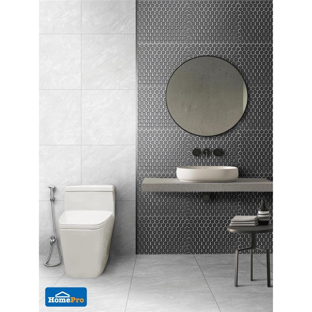โมเสคพอร์ซเลน 29.8x25.8 ซม. TARA DAWN HExAGON PLATINUM สีเงิน