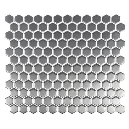 โมเสคพอร์ซเลน 29.8x25.8 ซม. TARA DAWN HExAGON PLATINUM สีเงิน_0