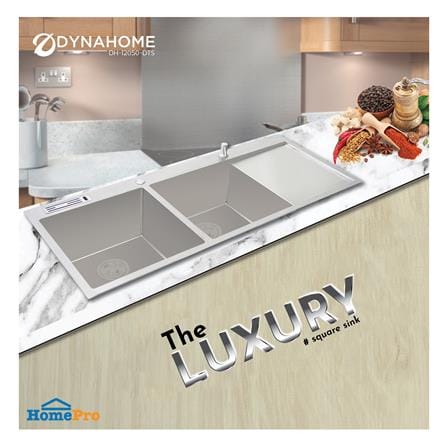 ซิงค์ฝัง 2 หลุม 1 ที่พัก DYNA HOME DH-12050-DTS สีเงิน_2