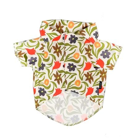 เสื้อเชิ้ตฮาวายสัตว์เลี้ยง CLAWSET BKK ลายดอกไม้ เบอร์ 12 สีครีม_0