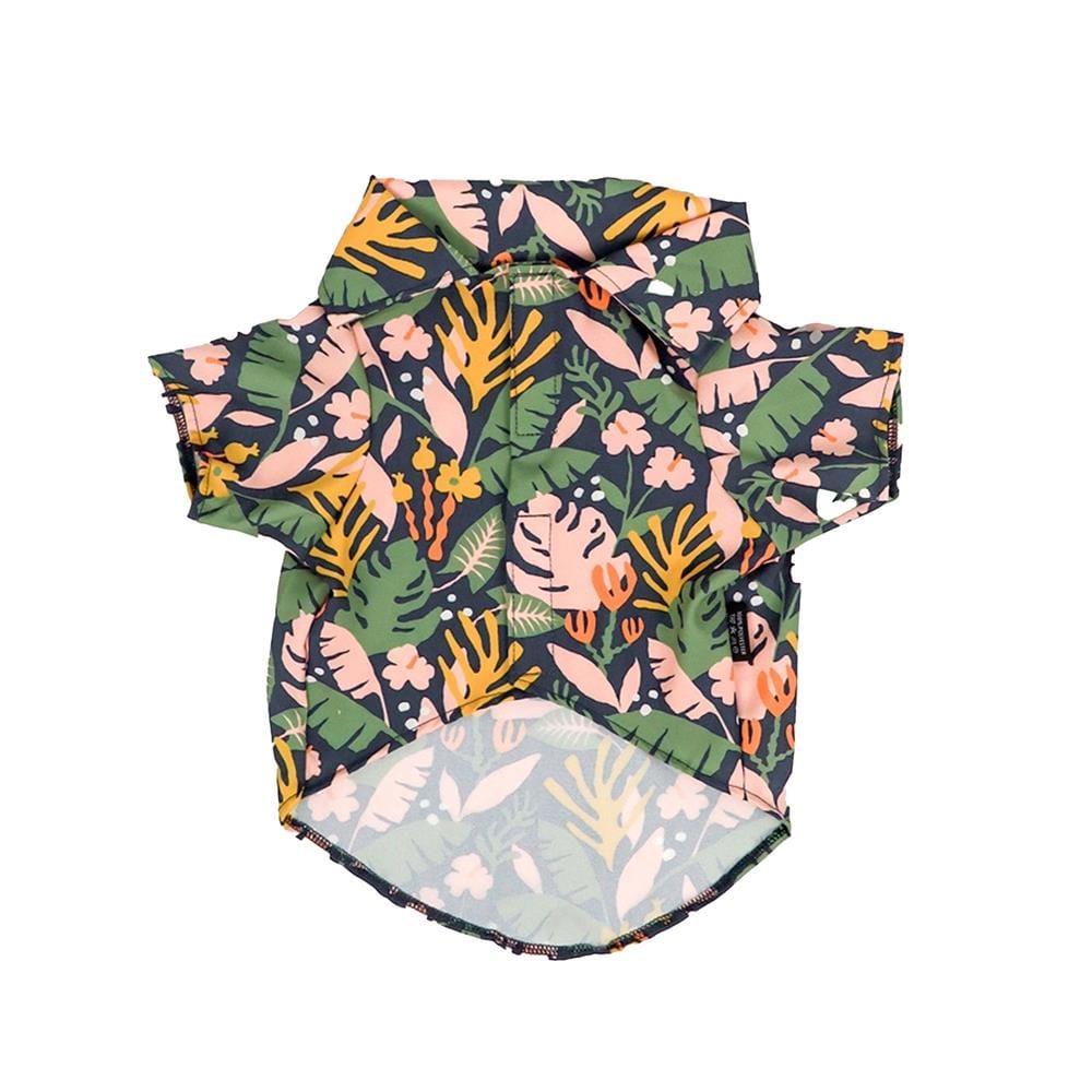 เสื้อเชิ้ตฮาวายสัตว์เลี้ยง CLAWSET BKK ลายดอกไม้ เบอร์ 3 สีกรมท่า