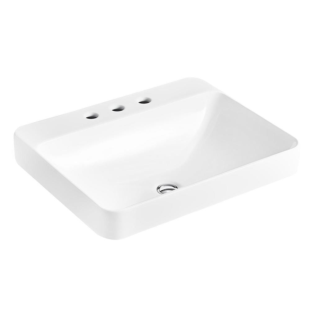 อ่างล้างหน้าวางบนเคาน์เตอร์ KOHLER K-2660X-8-0 สีขาว