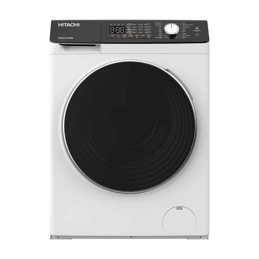 เครื่องซักอบ HITACHI BDD802HVOW 8/5 กก. 1200RPM อินเวอร์เตอร์ สีขาว