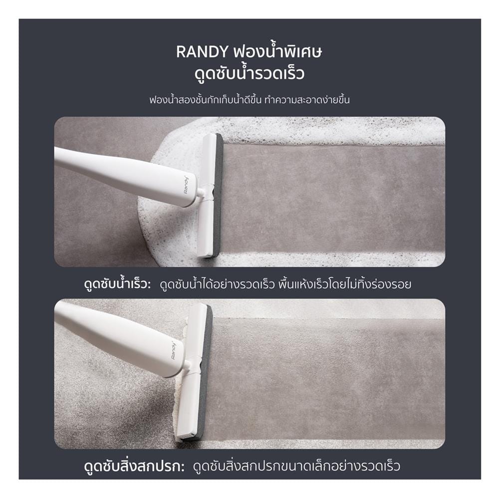 ไม้ม็อบฟองน้ำ RANDY M1 12 นิ้ว สีขาว
