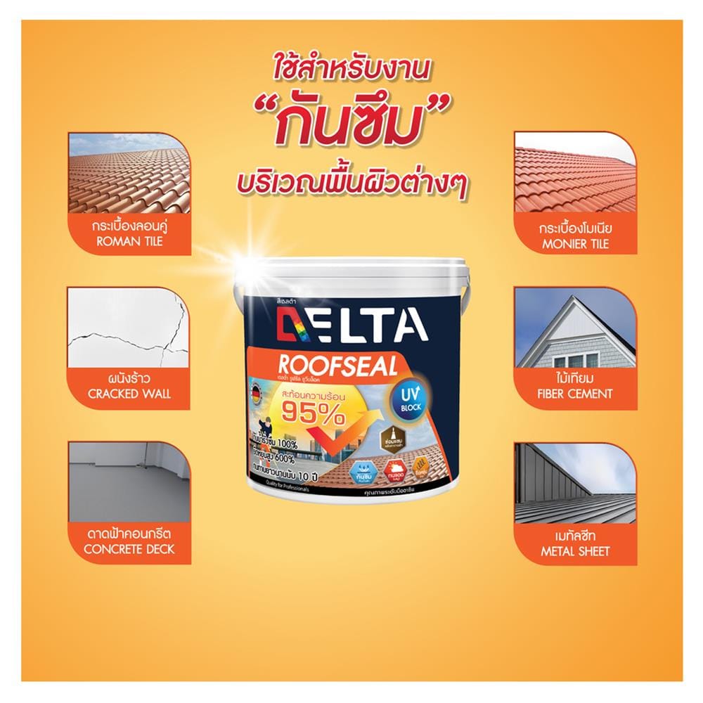 สีอะคริลิกกันซึม DELTA ROOFSEAL UV BLOCK WHITE BASE เนียน 4 กก.