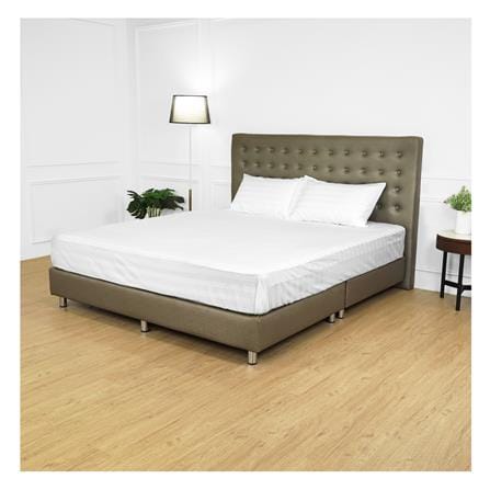 ผ้าปูที่นอน HOME LIVING STYLE CT 250 STRIPE 110X110 นิ้ว แพ็ก 2 ชิ้น สีขาว_2