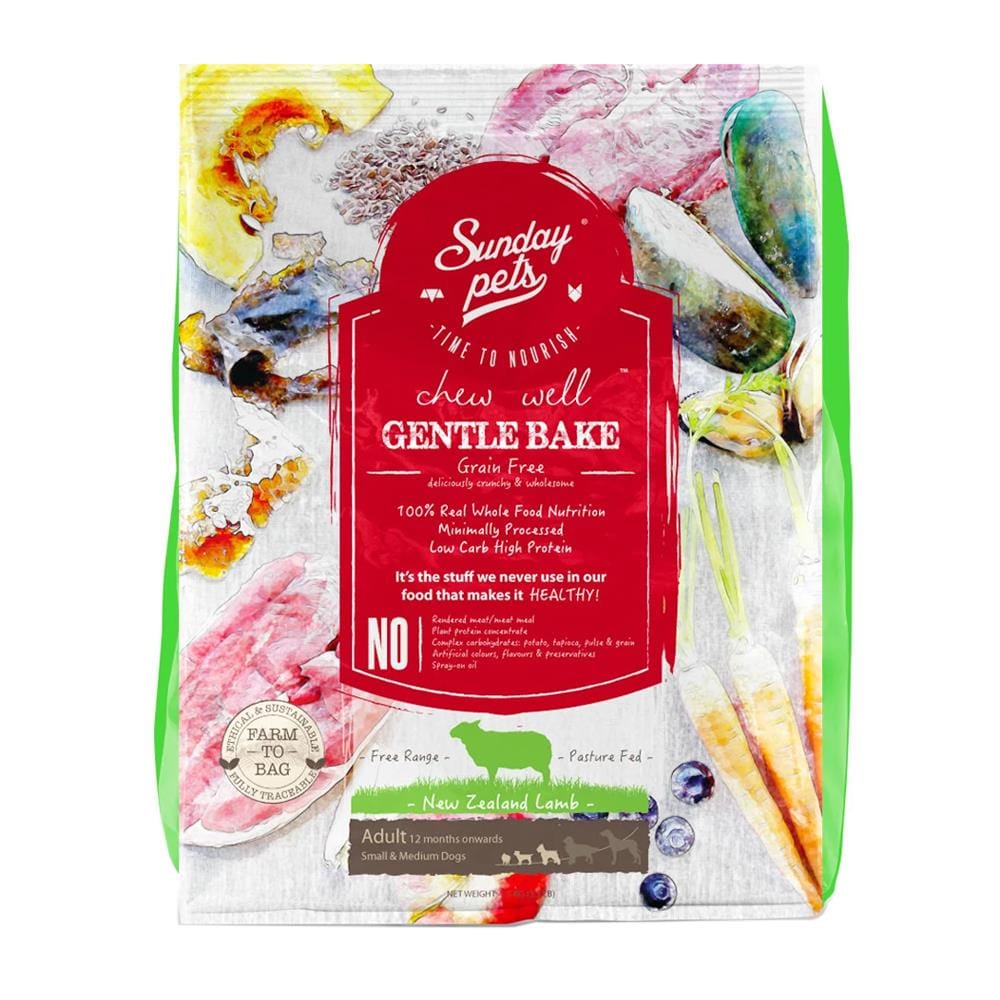 อาหารสุนัข SUNDAY PETS ADULT GENTLE BAKE LAMB SMALL AND MEDIUM DOG 1.3 กก.